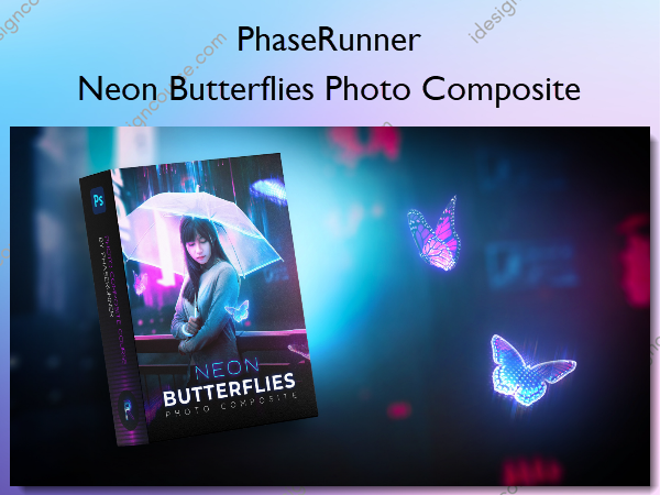 Neon Butterflies Photo Composite